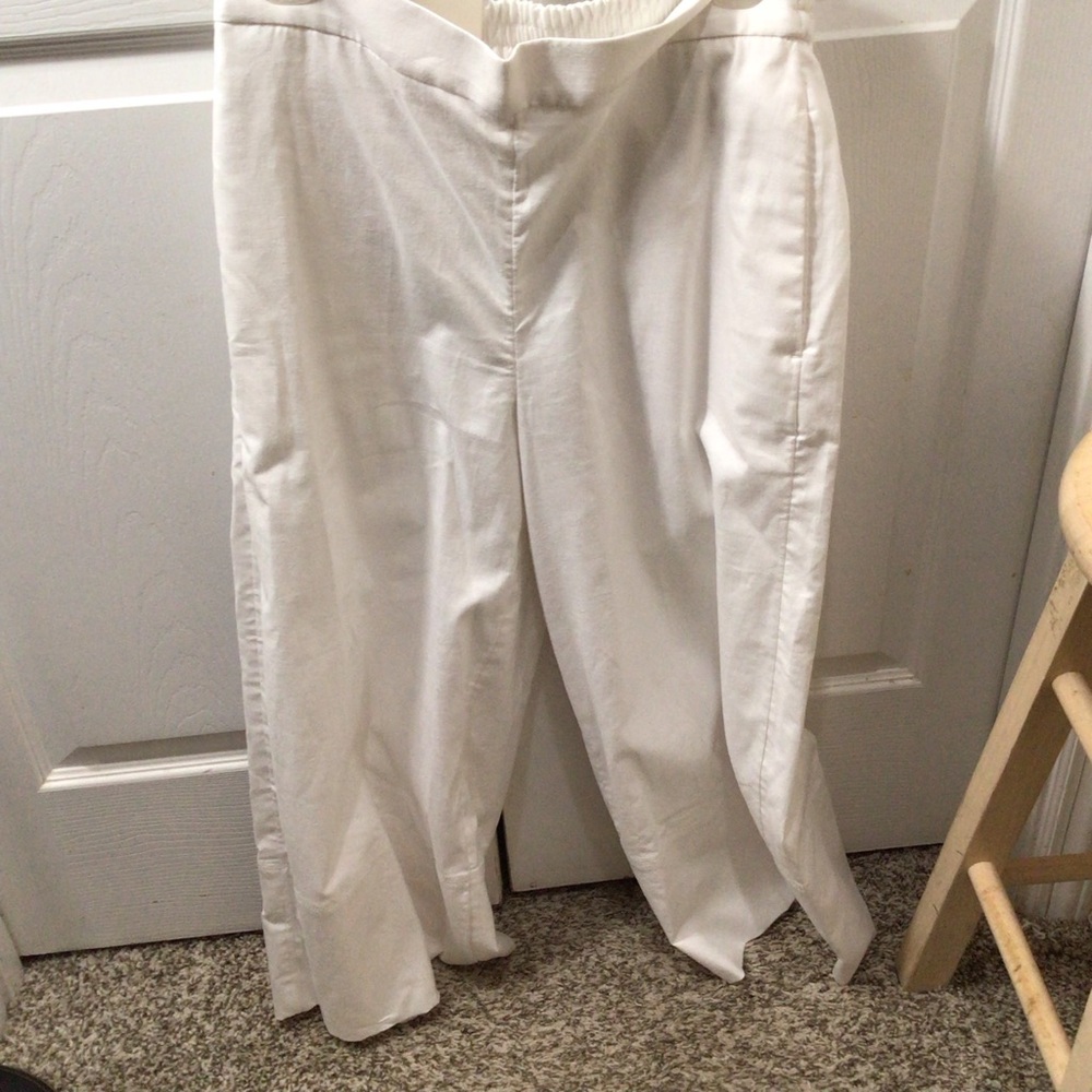 Banana Republic White Wide-Leg Dress Pants with Elastic Back